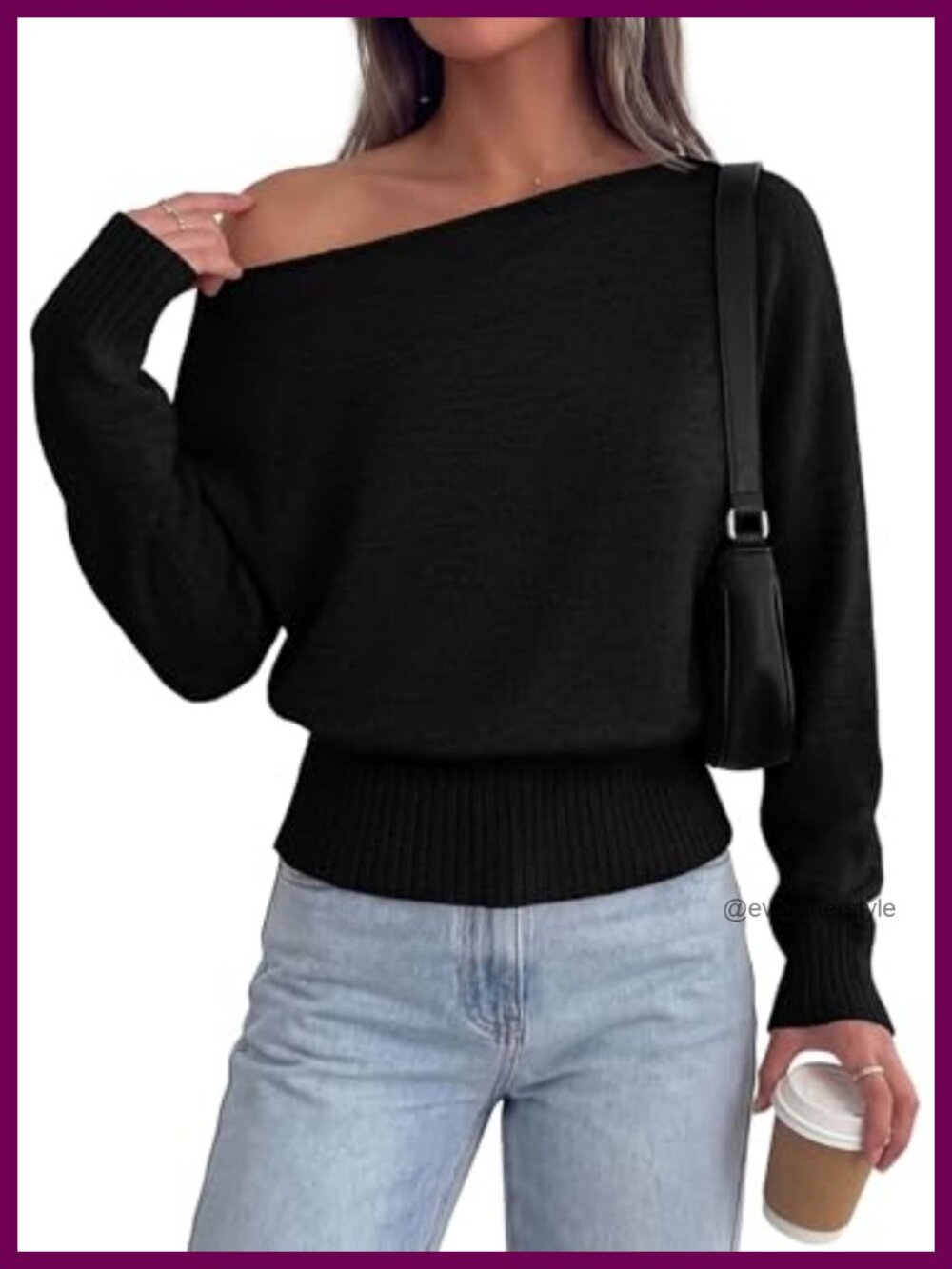 Off the Shoulder Knit Pullover Sweater Women Fall Winter